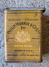 ANTIQUE 1930s-1940s METAL TIN PHILIP MORRIS SPECIAL BLEND MADE IN USA