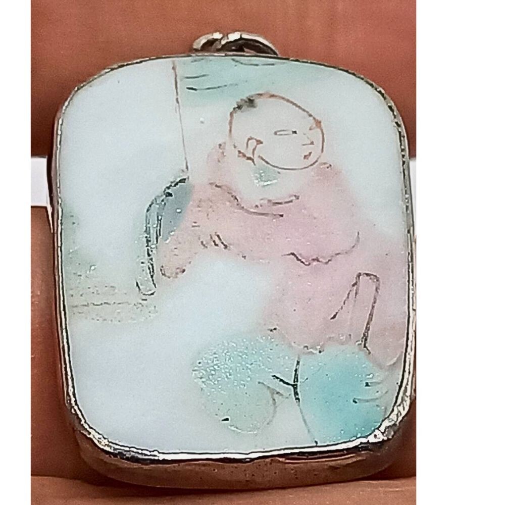 Antique Chinese Porcelain Shard Pendent Chirstmas Gift Silver Necklace  Jewelry | eBay