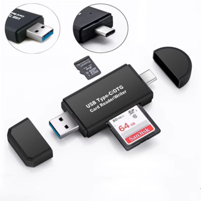 SD MicroSD Kartenleser USB 3.0 + Type-C OTG   Für PC, Kamera, Handy, Tablet