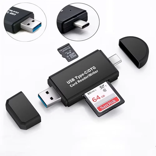 SD MicroSD Kartenleser USB 3.0 + Type-C OTG – Für PC, Kamera, Handy, Tablet