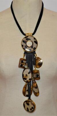Neu Mit Original Etikett Chico's Goldfarbig Lang Tiermuster Pendel 16 ''