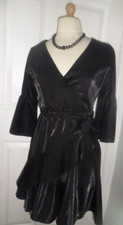 FRENCH CONNECTION BLACK WRAP DRESS SIZE 8 XMAS PARTY WEAR