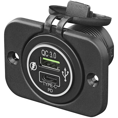 Dual USB Ladegerät Typ C und A 12/24V 3A Auto Steckdose KFZ Buchse Einbau
