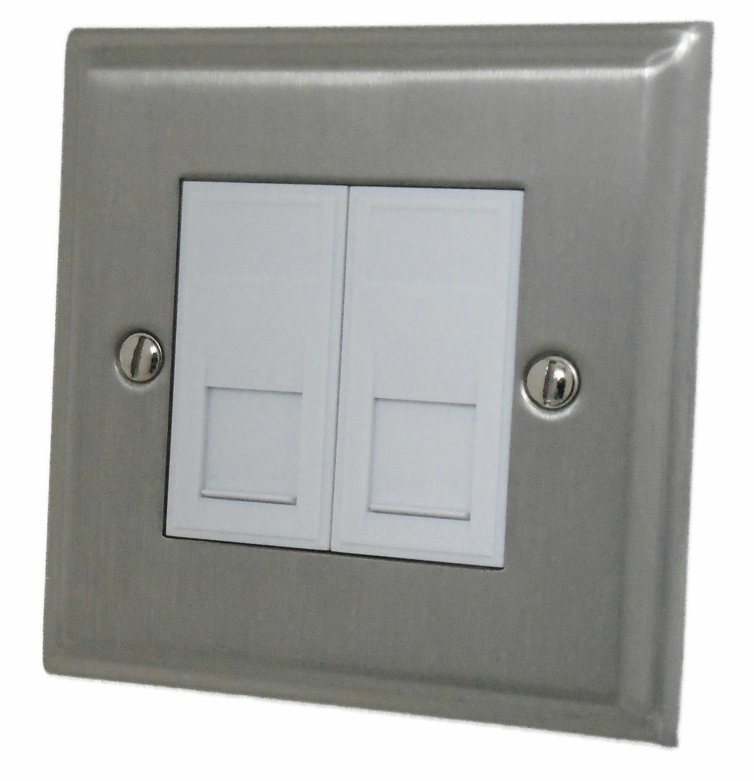 G&H DSN62W Deco Plate Satin Nickel 2 Gang RJ45 Socket Point