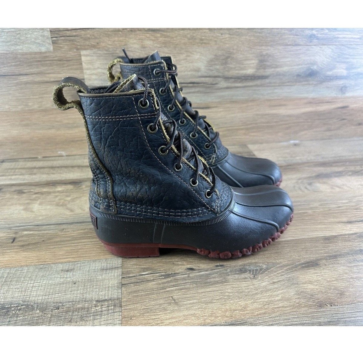 Vintage BEAN Duck Maine Hunting Leather Boots Size Made In