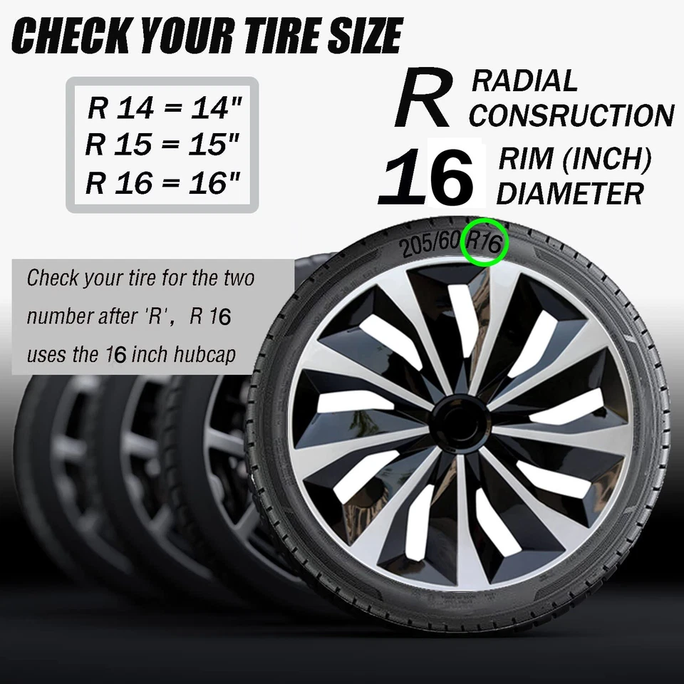 For Pontiac Bonneville 16" Hubcaps Wheel Rims Cover Hub Caps Fit R16 Steel Wheel - Image 3 of 4