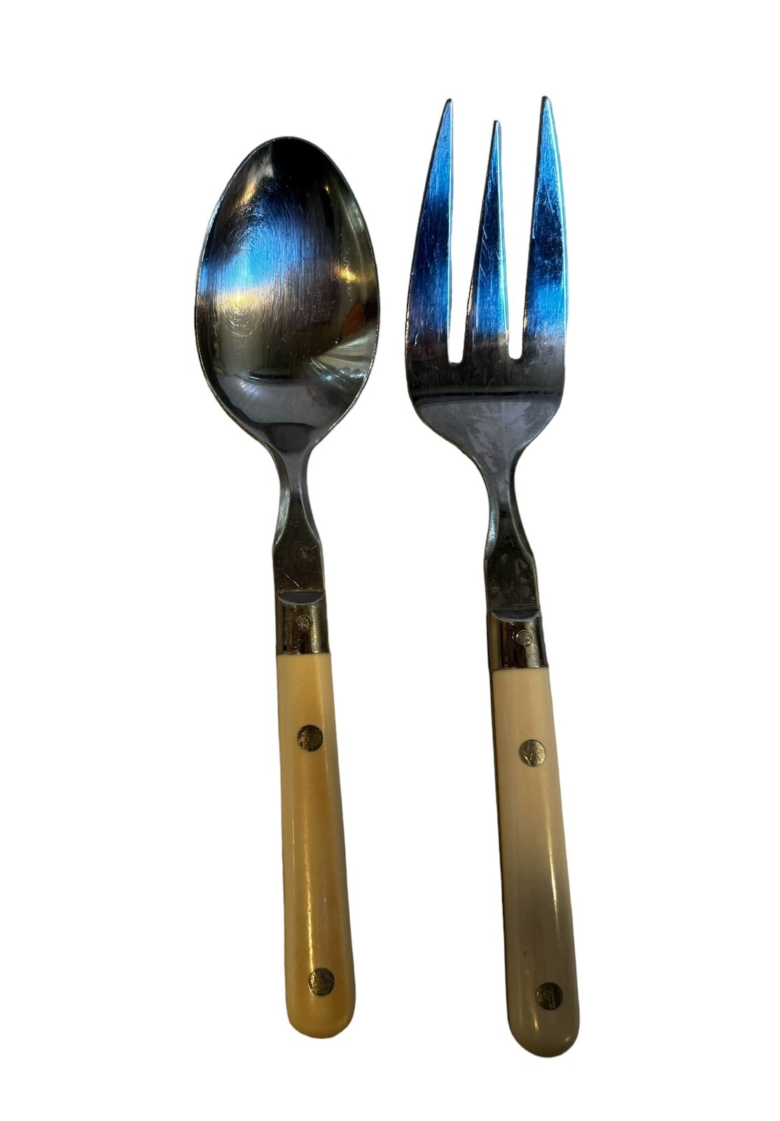 Vintage WF Washington Forge MARDI GRAS White Handle Stainless Flatware 28 Pieces