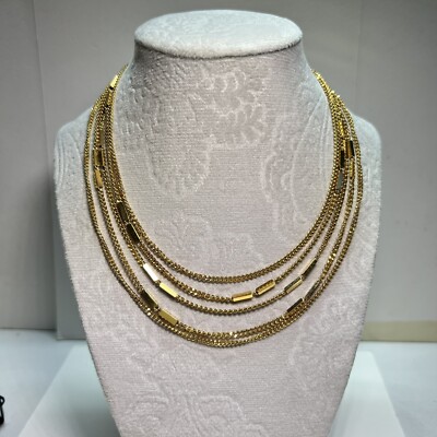 Vintage Monet Gold Tone Statement Multi Layered Choker Necklace 34.17g x18 