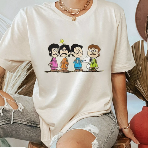 Vintage The Beatles Cartoon Cute Tee Shirt Gift Men Women All Size S-4XL - Picture 3 of 5