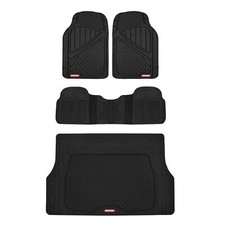 All Weather Car Floor Mats 4pc Rubber Liner Set Includes Cargo Trunk Mat