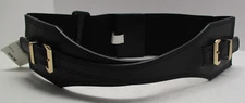 INC Belt Black Wide Faux Leather Stretch Back Snap Size Small /Medium NWT FU95
