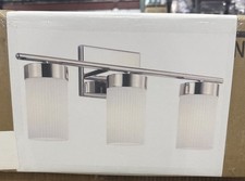 KICHLER Ciona 24" Polished Nickel Bathroom Vanity Light with Round Ribbed Glass
