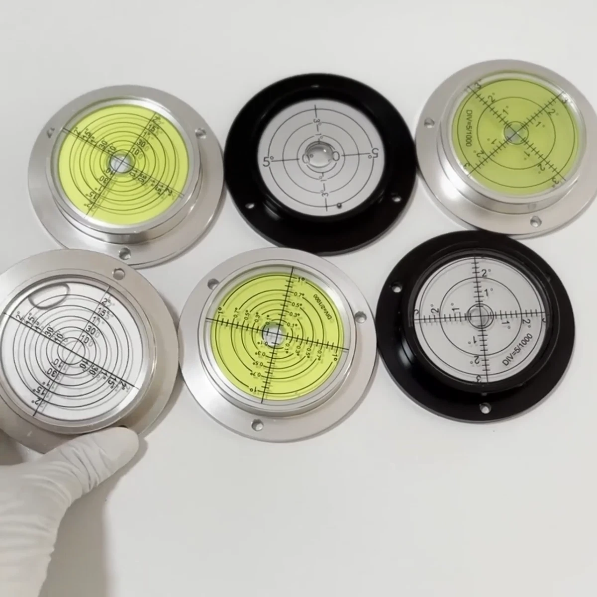 Nivel de disco de metal grúa burbuja mira telescópica de alta precisión nivel 80x62x15 mm medición