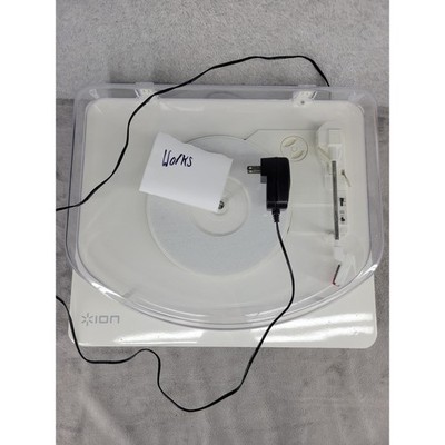 ION Photon LP 3-Speed USB Turntable Record Player with LED Lighting White Works