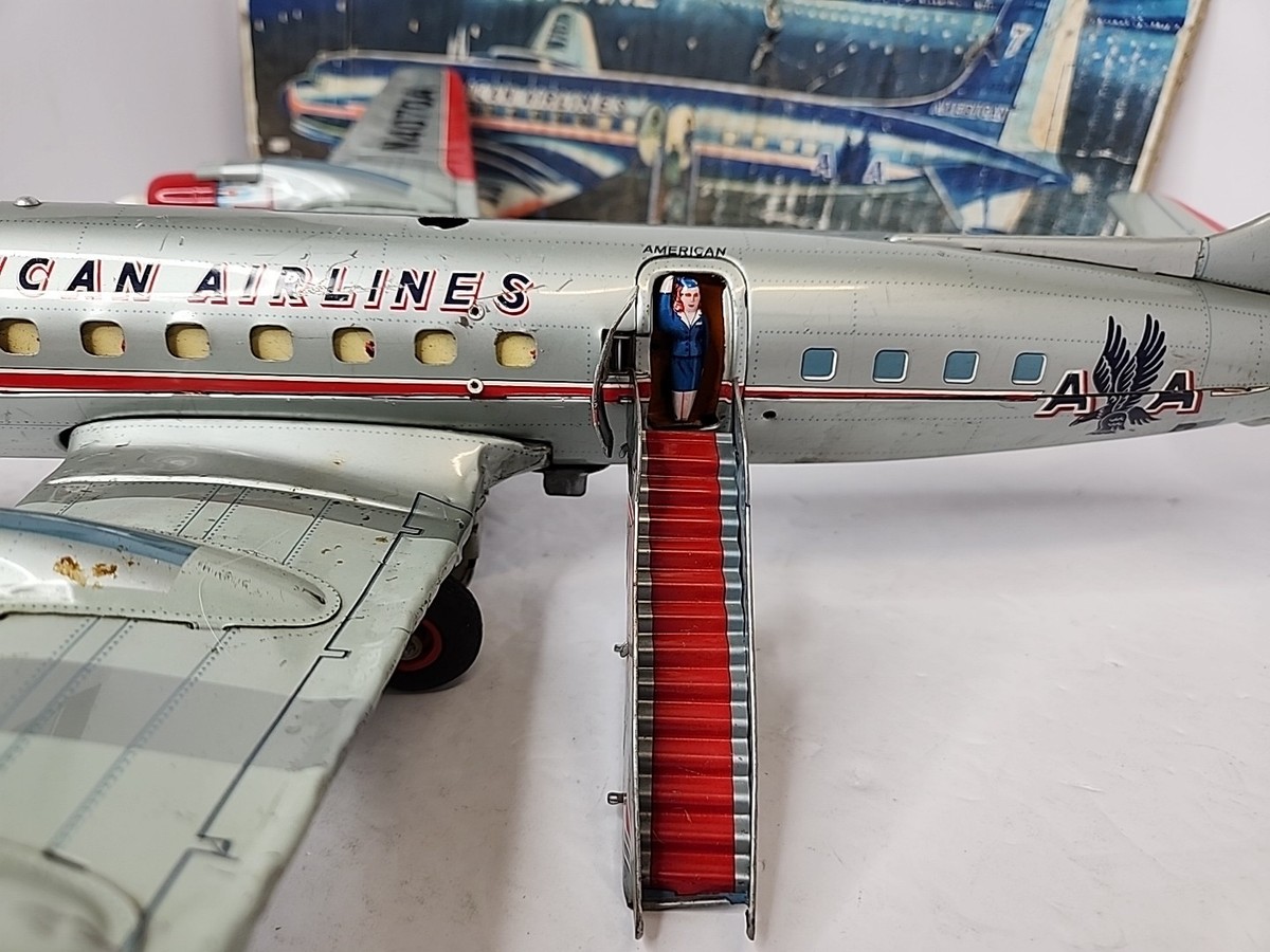 動画あり！！★LINE MAR TOYS 社アメリカン エアラインDC-7★ LINE MAR TOYS American Airlines DC-7 Tin Toy Vintage 1950s