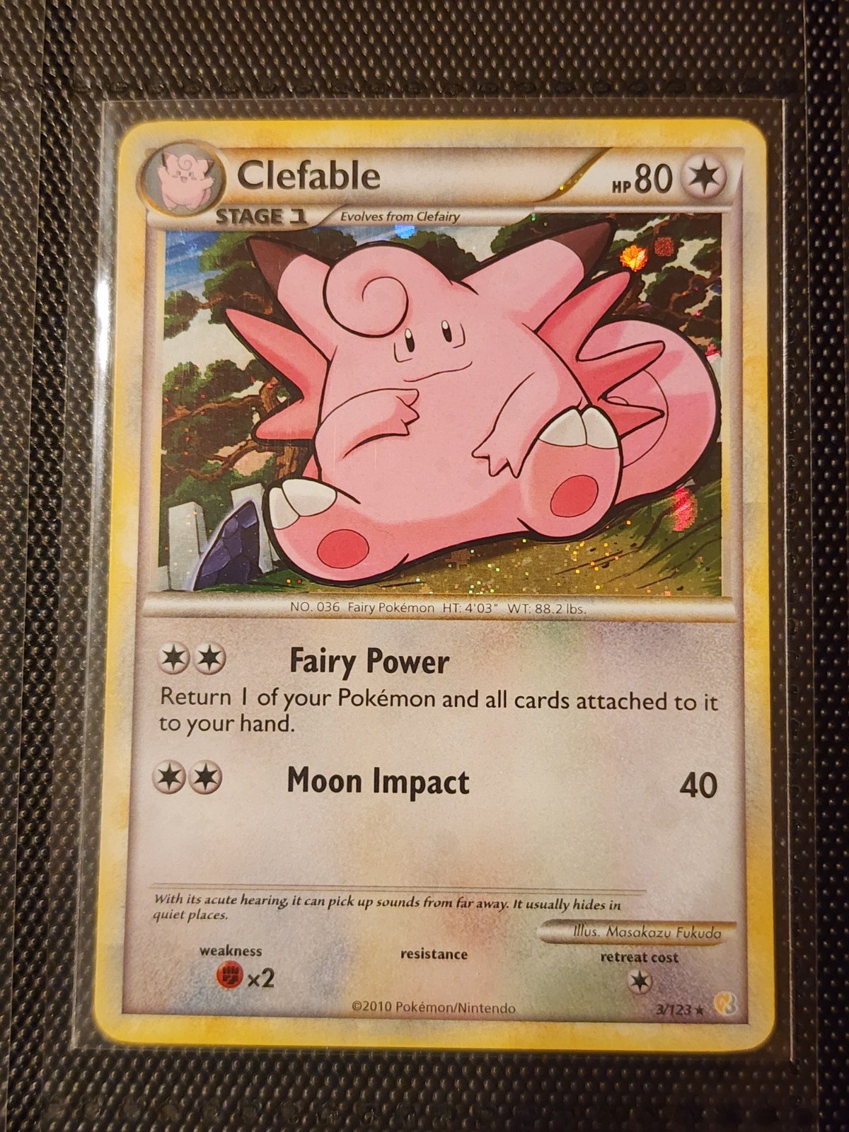 Pokemon TCG Clefable 3/123 HeartGold SoulSilver Holo NM Card