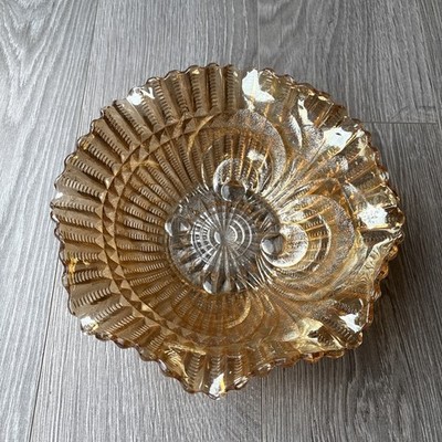 Karneval Glasschale Obst Rüschenrand große Schale Ringelblume Vintage 23 cm