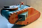 Vintage Marx Tin Wind-up Doughboy Tank with Pop-out  Gunner.  Works