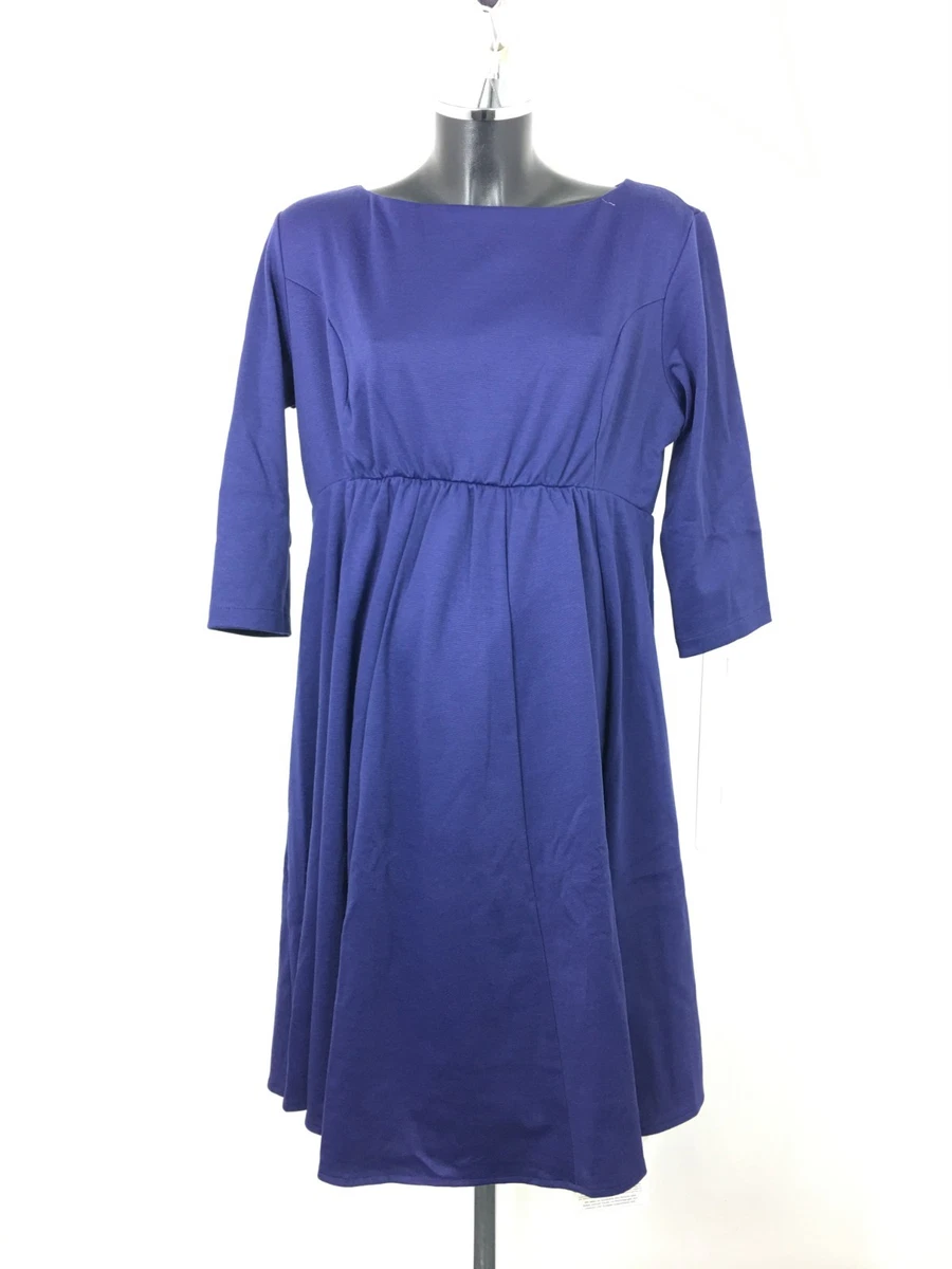 LISTHA Women's A-Line Swing Midi Dress 3/4 Sleeve Casual Formal Dark Purple 2xl