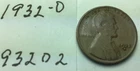 1932 - D ; Wheat penny ; Good condition #932D2