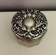 Vintage Sterling Silver and Crystal Repousse’ Dresser Jar