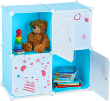 Scaffale Porta-Giocattoli per Bambini, Motivi Orsetti 4 Scomparti Componibile, D