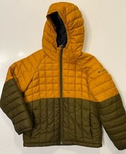 Columbia Boys XS 6/7 Hooded Winter Puffer Jacket Full Zip Gold Green