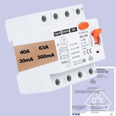 FI Schutzschalter TYP B Fehlerstromschutzschalter Allstromsensitiv Solarpanel