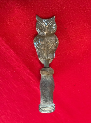 Vintage Solid Cast Brass Owl Handle On Outdoor Hose Spigot Oxidized Functional