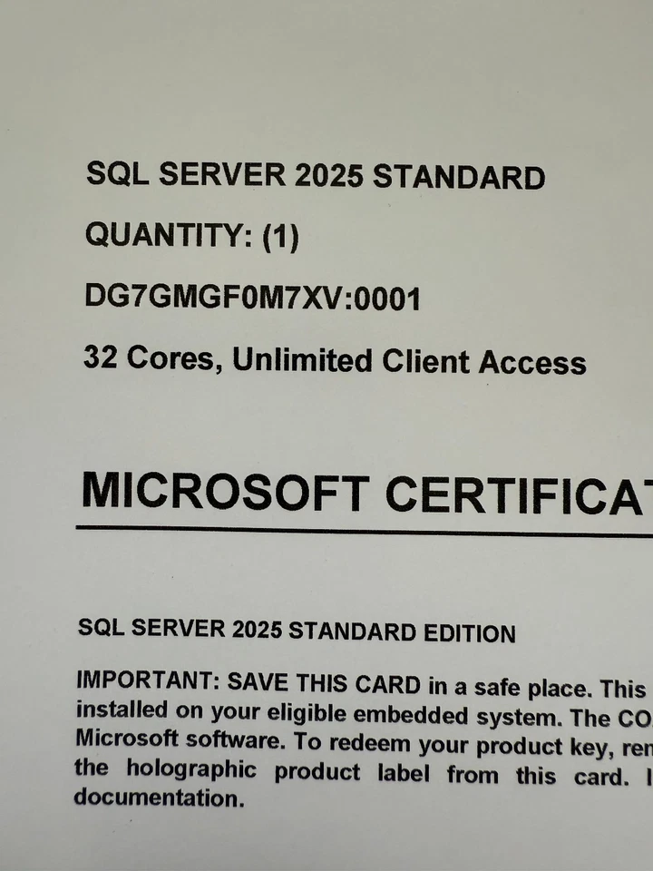 Microsoft SQL Server 2025 Standard 32 Core Unlimited User CALs CoA Authentic - Image 4 of 4