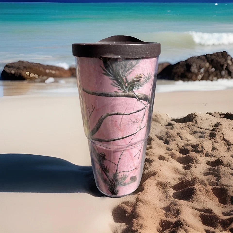 Vaso Tervis Realtree® Envoltura Rosa Camuflaje Marrón Tapa Rama Rústica Caza EE. UU. 24 oz Foto 2 de 4