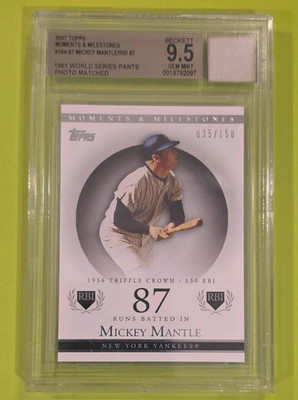 Topps 2007 Moments & Milestones Mickey Mantle - World Series worn pants 035/150