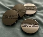 Set Of 4 GMC 3.25 Inches Gloss Black Wheel Center Caps Fits Sierra Yukon Denali