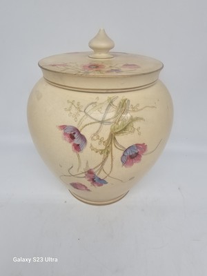 Antique Chelsea Royal Pottery Floral Pink/Purple/Blue Colors With Lid
