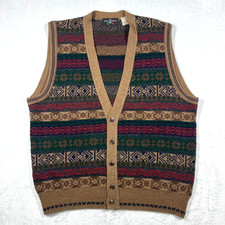 Italian Sweater Co Wool Blend Button Up Sweater Vest Mens L Grandpacore Academia