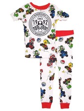 Boys White Mario Kart Short Sleeve 2 Piece Pajama Set Size 4