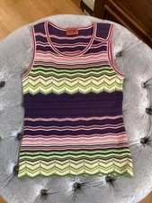 Missoni Purple & Green Knitted Tank Top UK 8