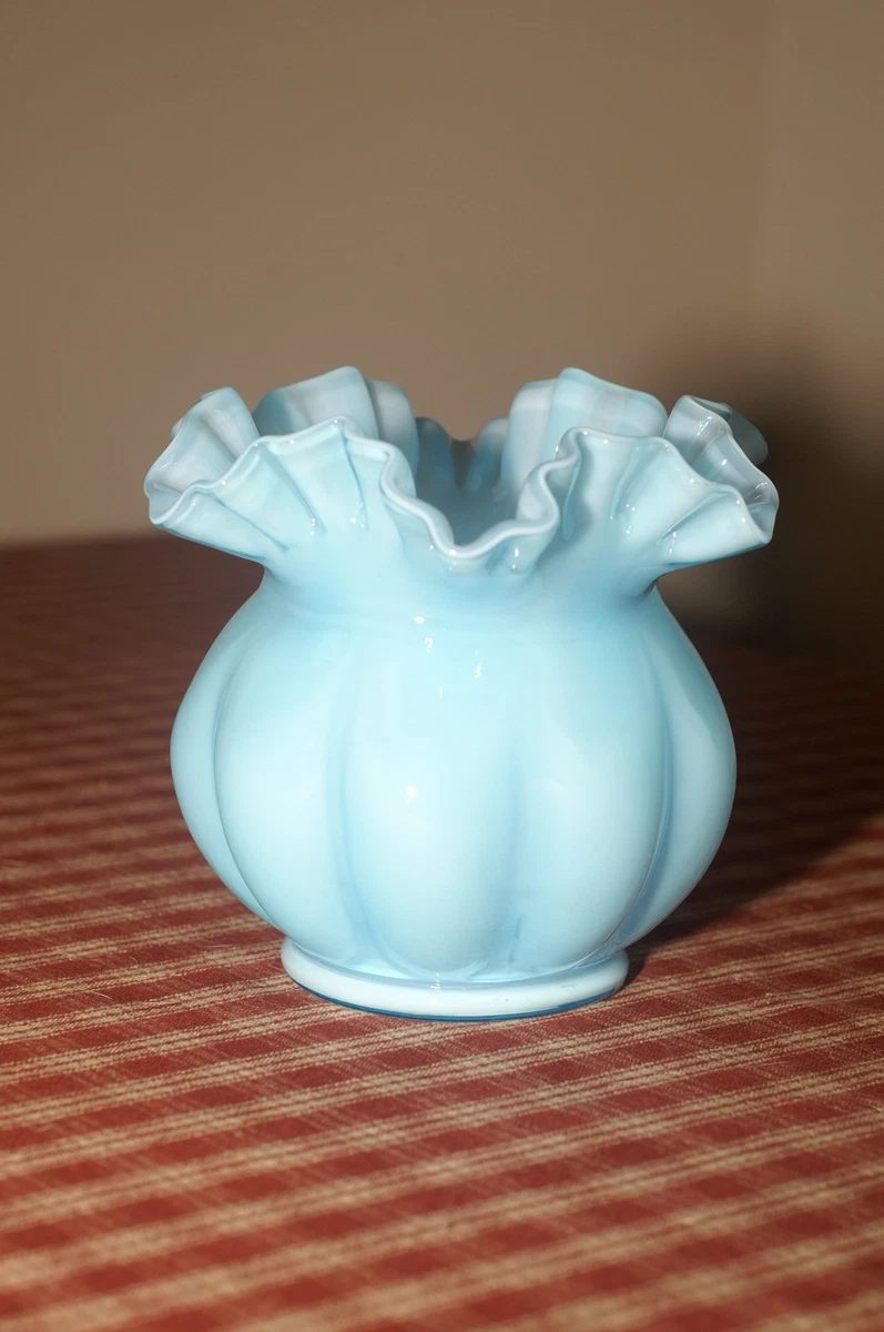 Fenton Blue Melon Vase for sale | eBay