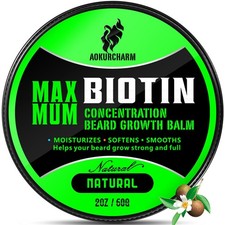 Biotin Beard Balm for Men   Unscented, Fast-Absorbing Beard Softener  Growth...