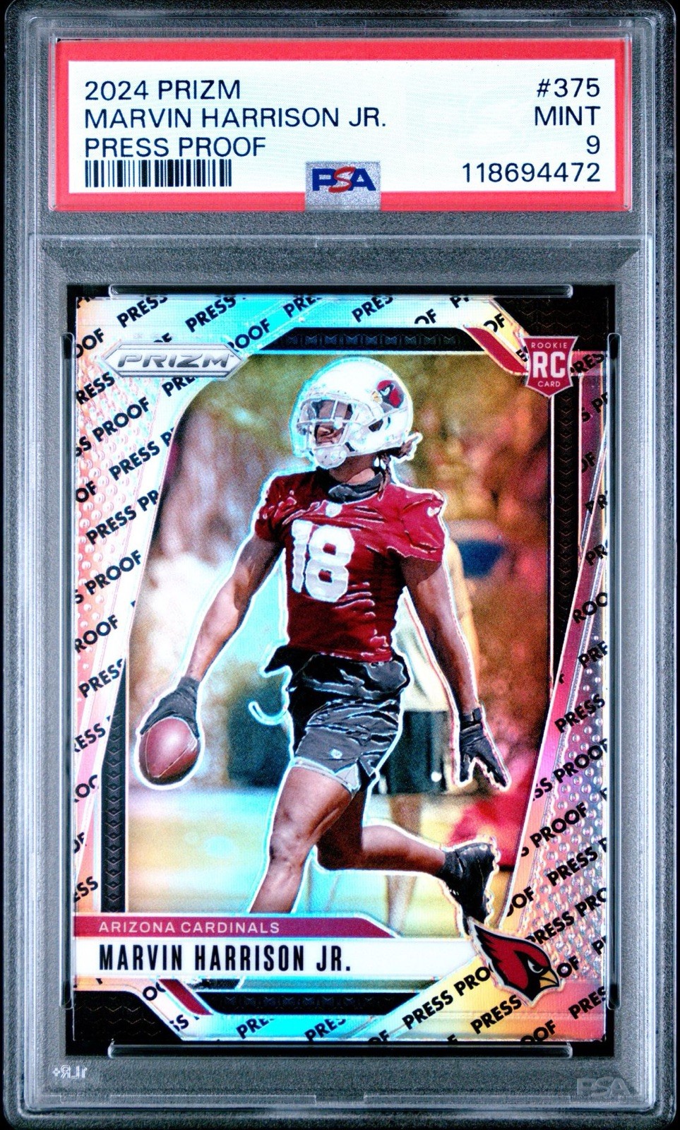 2024 Prizm Marvin Harrison Jr RC Press Proof Silver Case Hit SSP #375 Loe Pop