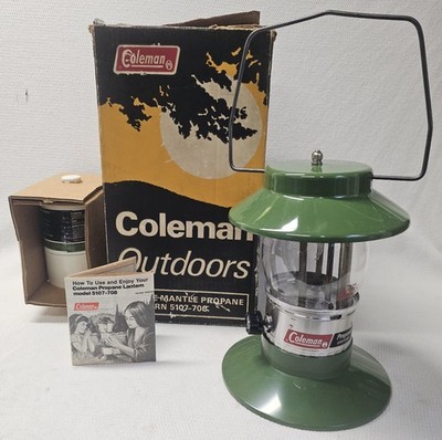 Vintage 1970's Coleman Propane 5107-708 Single Mantle Camping Lantern w/Box