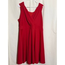 Grace Karin Red Fit & Flare Dress 2XL Sleeveless V Neck Cocktail Midi Dress