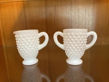 Fenton Hobnail Milk Glass Cream and Sugar Set