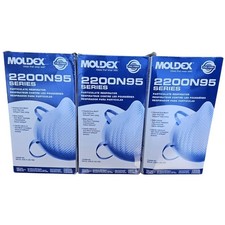 Moldex 2200 N95 Series Low Profile Disposable Face Mask, 3 Boxes With 20 Masks