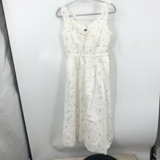 Old Navy Women Size Small Dress Tank White Pink Floral Cotton Long Smocked Tie