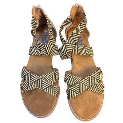 BOBS by Skechers Memory Foam Sandals Women s Sz 10 Espadrille Wedge Coastal Boho