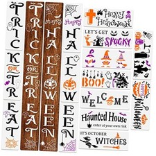 15 Pcs Halloween Stencils Reusable, Pumpkin Ghost Porch Templates