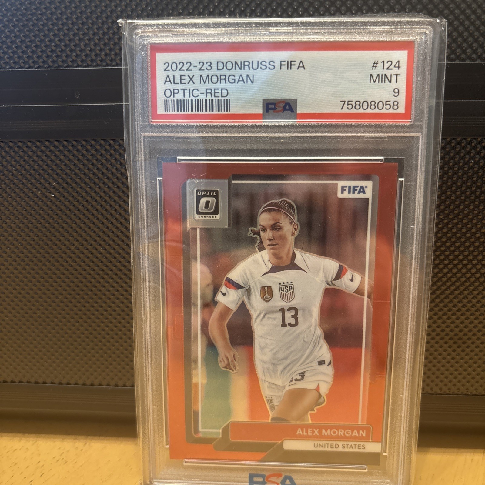 2022-23 Panini Donruss Alex Morgan Optic Red Prizm /165 PSA 9 USWNT