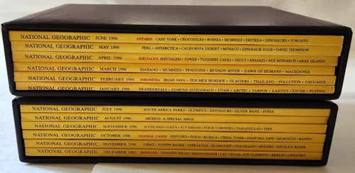 1996 Vintage National Geographic Magazine - 12 Monthly Issues WITH SLIP COVERS