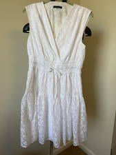 Tommy Hilfiger White Floral A-Line V-Neck Sleeveless Above Knee Dress 8 Lined